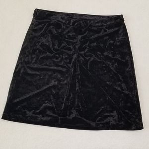 Medium Black Satin Front-Ruffle Skirt